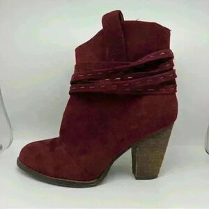 Cato Maroon Suede like Fabric Ankle Boots 
Size 7